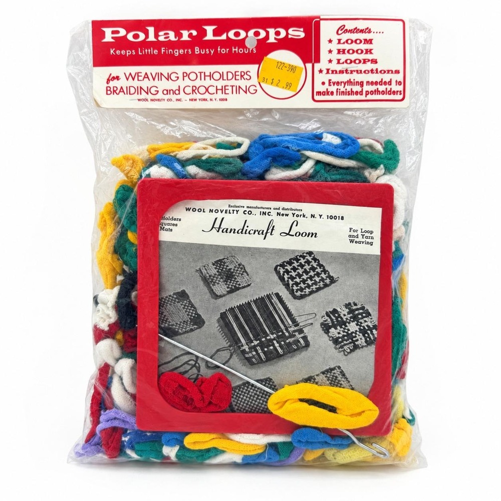 1960s Polar Loops Potholder Loom Kit Wool Novelty Co Loops Hook Instructions